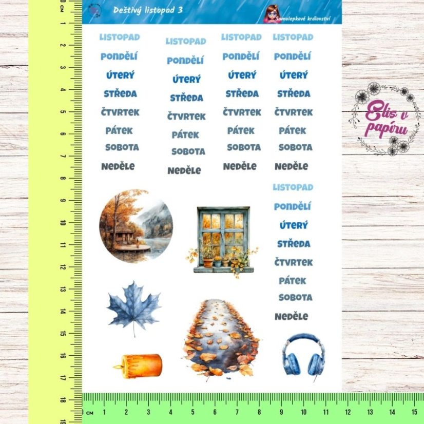 Deštivý listopad | Samolepky do diáře | 2025