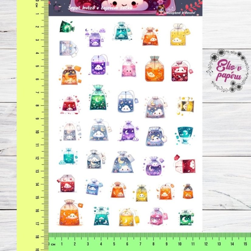 Šepot hvězd v čajovém šálku | Samolepky do diáře