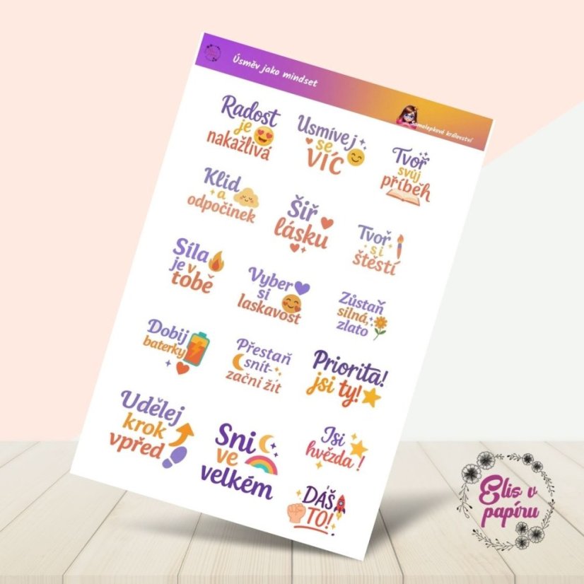Úsměv jako mindset | Samolepky do diáře
