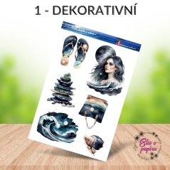 Noční oceán v srpnu | Měsíční samolepkový kit | 2025