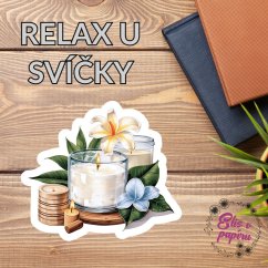 Samolepka "Relax u svíčky", pastelové barvy, relaxační motiv, diářové samolepky, plánování, bujo, samolepky na scrapbook.