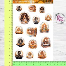 Kouzelné samolepky s podzimními dívkami ve sněžítku. Ideální pro diář, bujo nebo scrapbook, který přinese do tvého plánování jemnost a podzimní kouzlo.