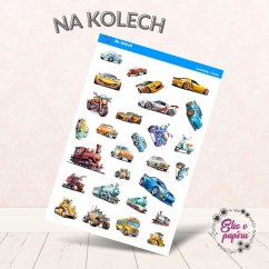 samolepky pro děti s motivy aut, motorek a vlaků