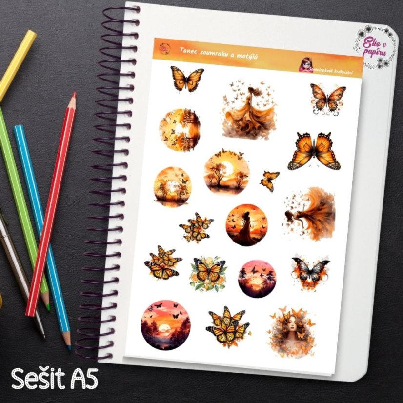 Tanec soumraku a motýlů | Samolepky do diáře