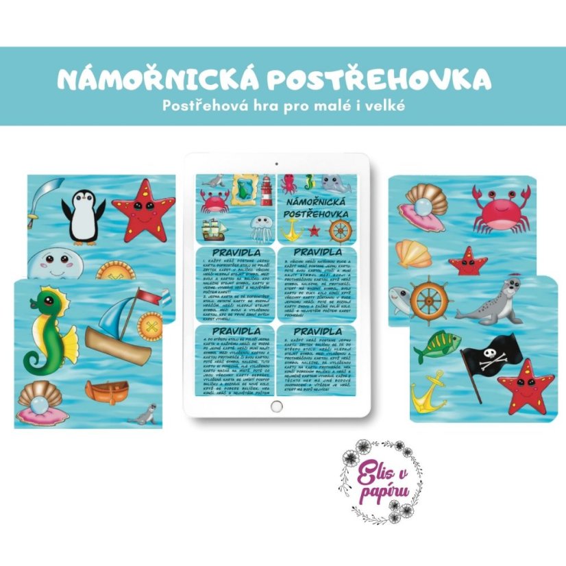Dětská hra námořnická postřehovka s autorskými obrázky