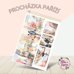 Samolepky do diářů včetně Happy plannerů od Elis v papíru s motivem procházky po jarní Paříži.