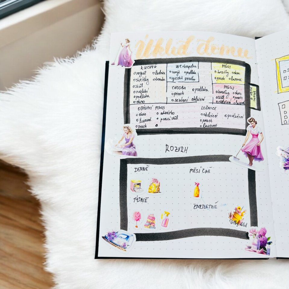 Samolepky Úklid a retro pokojská