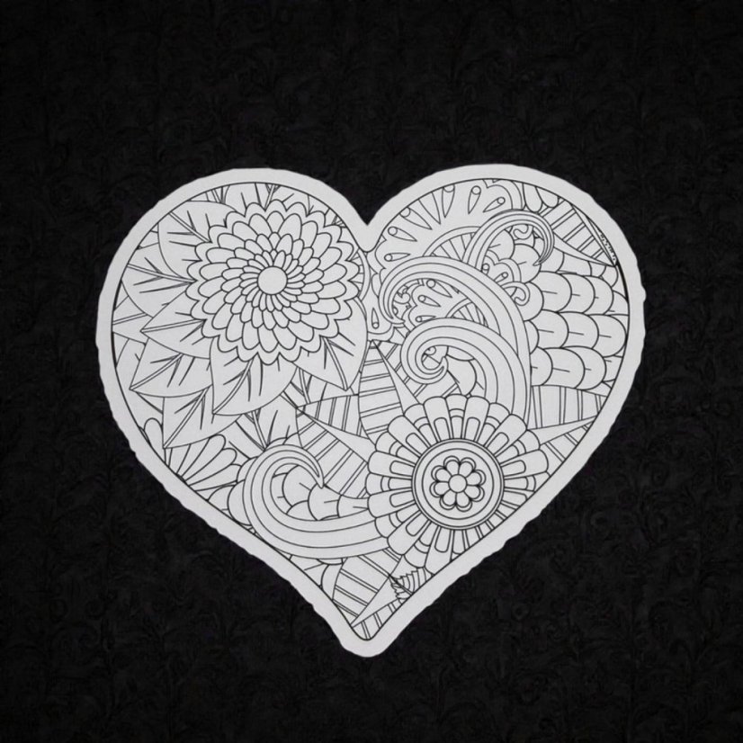 Srdce | Omalovánka | Velká vybarvovací samolepka