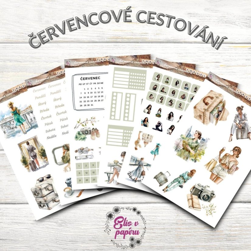 Červencové cestování | Měsíční samolepkový kit