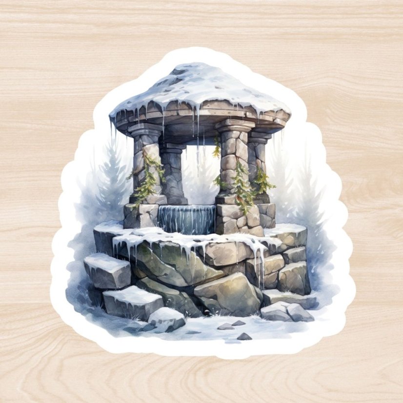 Zasněžená studna | Samolepka do diáře