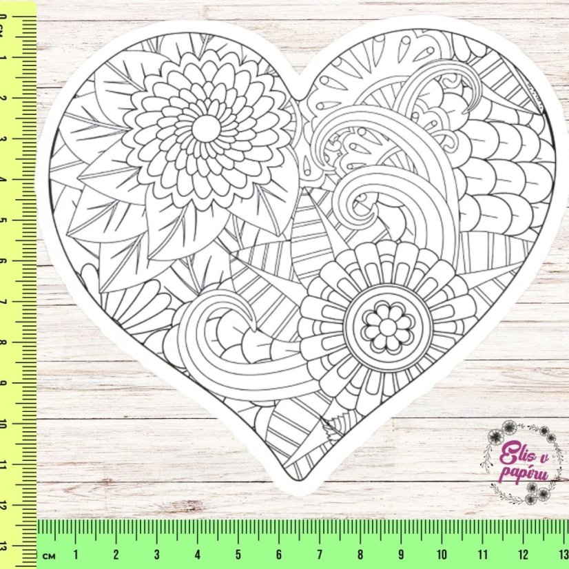 Srdce | Omalovánka | Velká vybarvovací samolepka