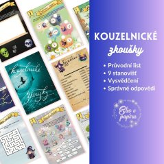 Kouzelnické zkoušky jsou stanoviště s čarodějnickými pracovními listy pro spolkové děti a děti na prvním stupni ZŠ od Elis v papíru