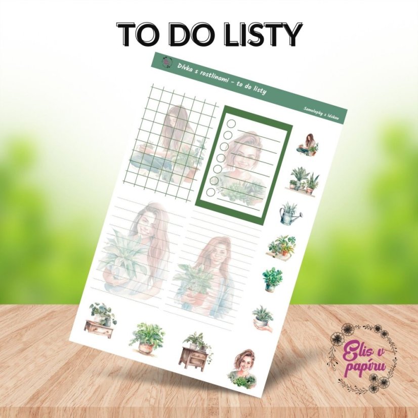 Samolepky do diáře od Elis v papíru s motivem pokojových rostlin - to do listy