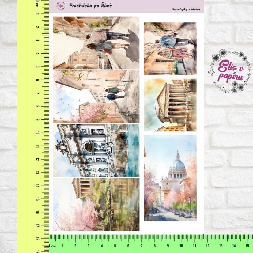 Samolepky do diáře i happy planneru s motivy procházky a památek Říma.