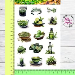 Zelený čaj a bylinky | Samolepky do diáře