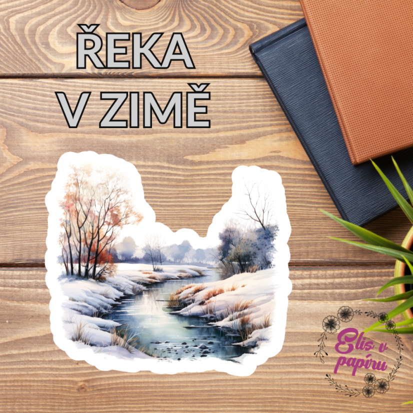 Řeka v zimě | Maxi kusová samolepka pro diář i scrapbook