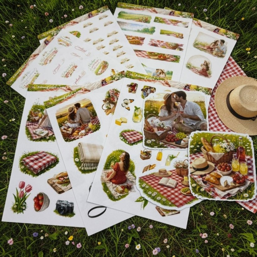 Květnový piknik v trávě | Měsíční samolepkový kit | 2026