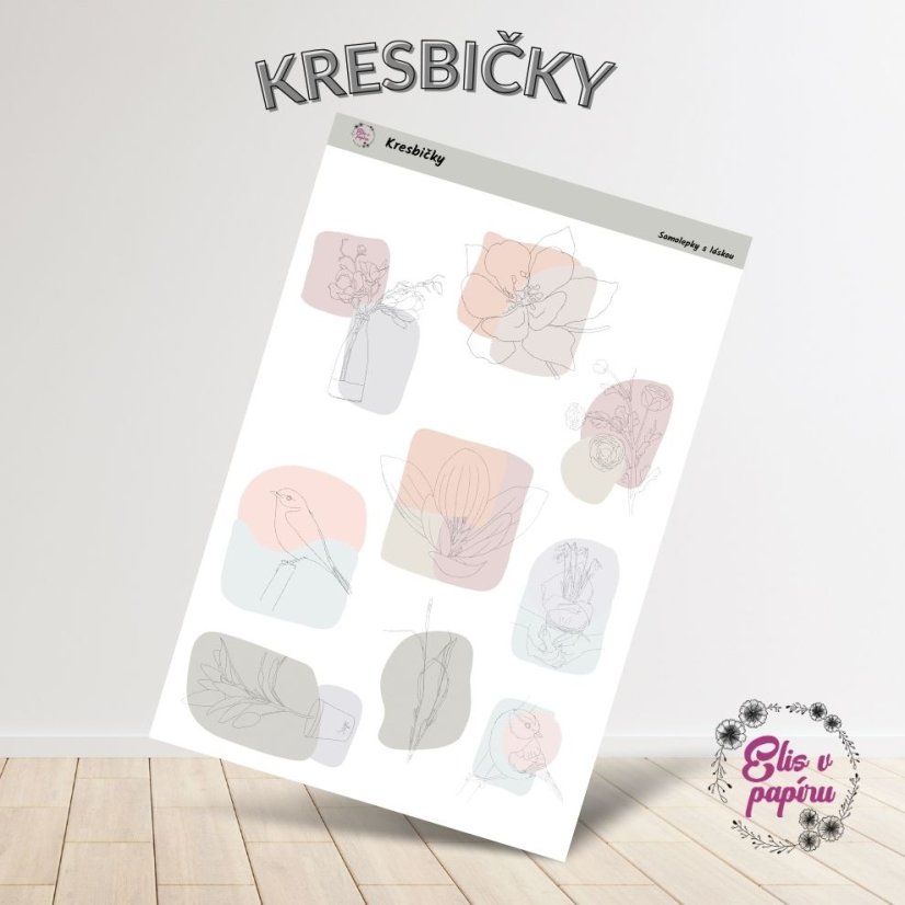 Kresbičky, samolepky do diáře, bujo, plánování, journaling, scrapbooking, deník, diářové samolepky, pastelové barvy, minimalismus, české samolepky.