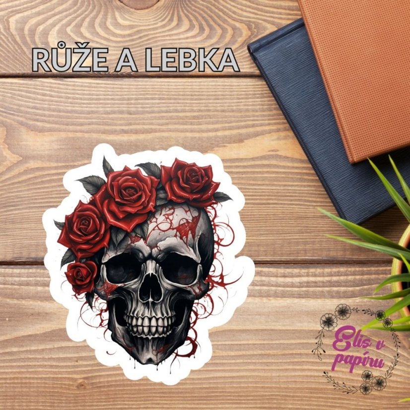 Růže a lebka | Samolepky do diáře
