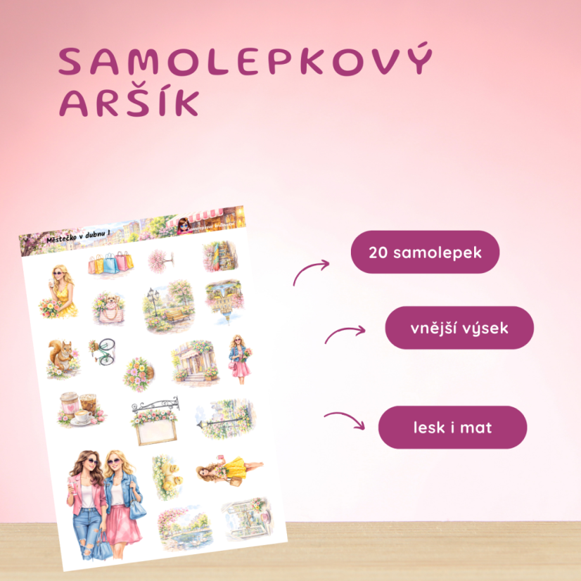 Městečko v dubnu | Měsíční samolepkový kit | 2026