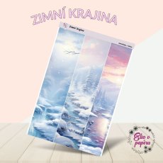 samolepky do diáře Ve formě pásek s motivem zimní krajiny od Elis v papíru