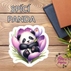 Velká kusová samolepka Spící panda, pastelové barvy, zvířecí motiv, diářové samolepky, plánování, bujo, samolepky na scrapbook.