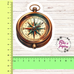 Kompas | Maxi kusová samolepka pro diář i scrapbook
