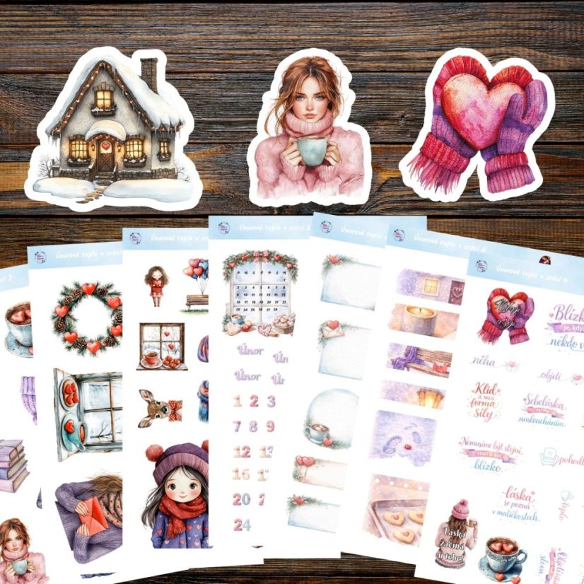 Únorové teplo v srdci | Měsíční samolepkový kit | 2026