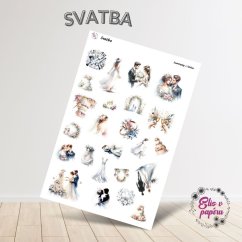 Samolepky do diáře se svatebními motivy.