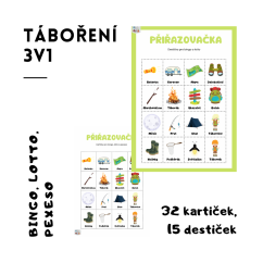 Tábornické karetní hry pro děti - bingo, lotto, pexeso