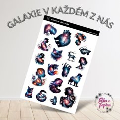 Originální samolepky do diáře s vesmírnými motivy siluet žen a zvířat od Elis v papíru. Originální samolepky do diáře s vesmírnými motivy siluet žen a zvířat od Elis v papíru.