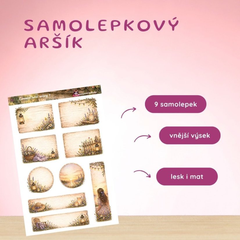 Červnové letní večery | Měsíční samolepkový kit | 2026