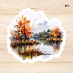 Podzimní jezero | Maxi kusová samolepka pro diář i scrapbook