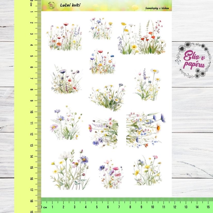 Samolepky do diáře, luční kvítí, bujo, plánování, journaling, scrapbook, diářové samolepky, květiny, příroda, české samolepky.
