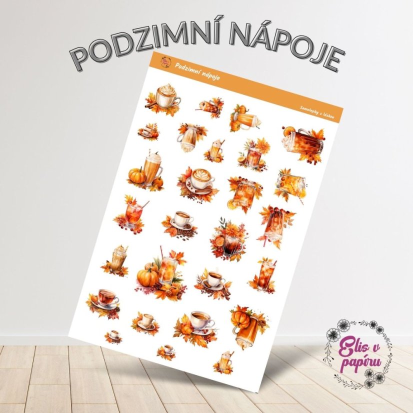 Samolepky do diáře od Elis v papíru s motivem podzimních nápojů