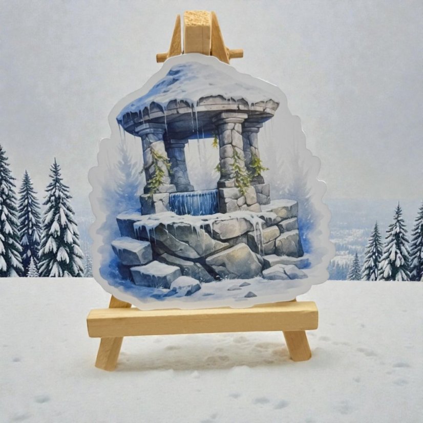 Zasněžená studna | Samolepka do diáře