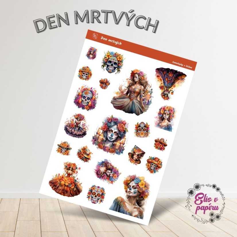 Samolepky do diáře od Elis v papíru s motivem Dia del muertos.