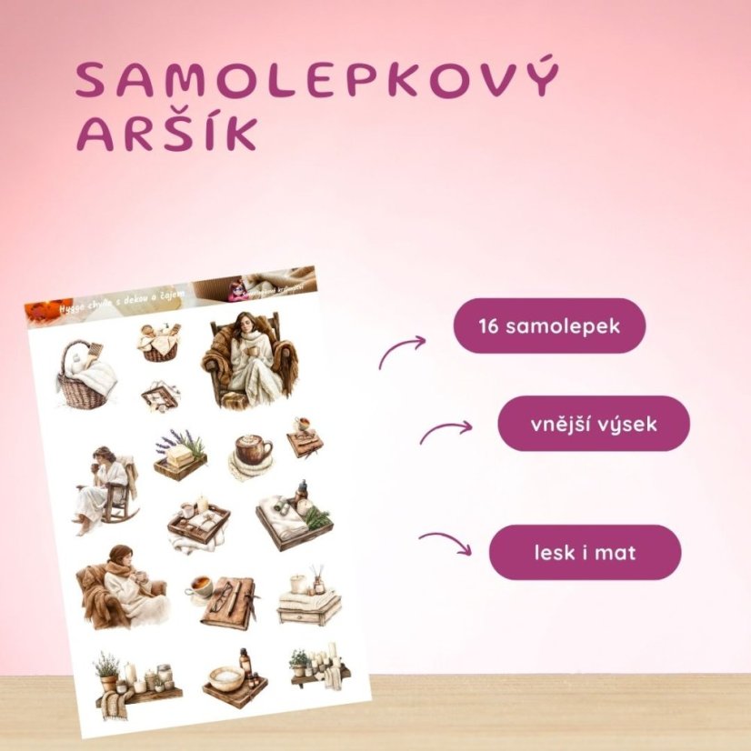 Hygge chvíle s dekou a čajem | Samolepky do diáře