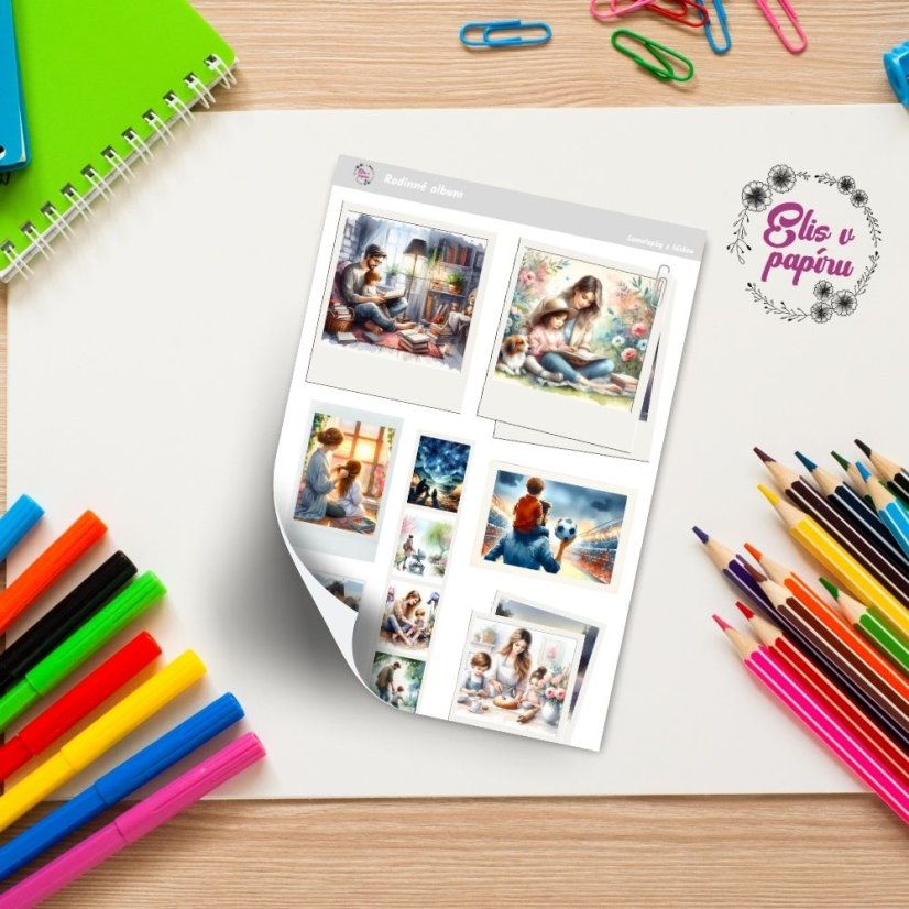 Samolepky do vzpomínkové knížky, rodinného alba i diáře nebo deníku od Elis v papíru ve stylu instax fotek