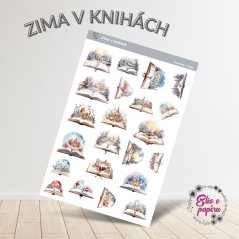 samolepky do diáře s motivem zimy a knih