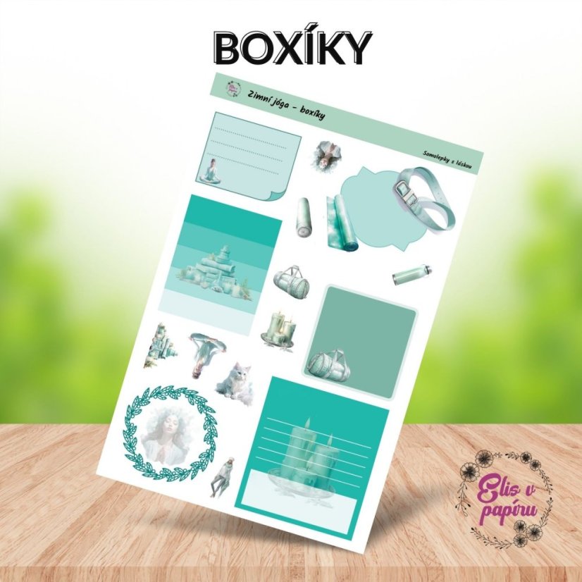 Samolepkový kit Zimní jóga pro všechny jogínky - dekorativní samolepky ve formě boxů