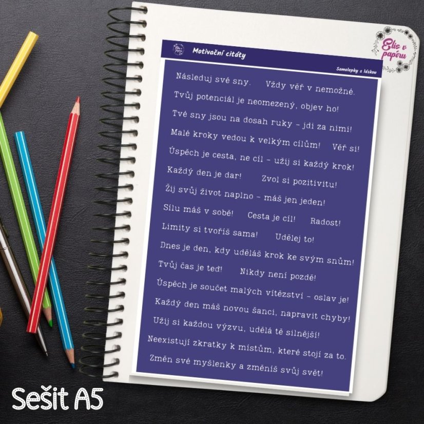 Motivační citáty, samolepky do diáře, inspirativní citáty, české samolepky, diářové samolepky, plánování, bujo, journaling, deník, scrapbook, diářování.
