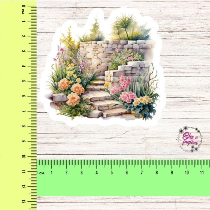 Schody v rozkvetlé zahradě | Samolepka do diáře