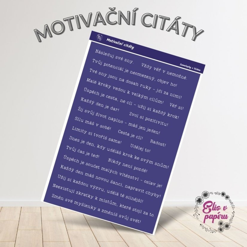 Motivační citáty, samolepky do diáře, inspirativní citáty, české samolepky, diářové samolepky, plánování, bujo, journaling, deník, scrapbook, diářování.