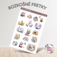 Samolepky roztomilé fretky - papírové samolepky do diáře pro plánování a journaling.