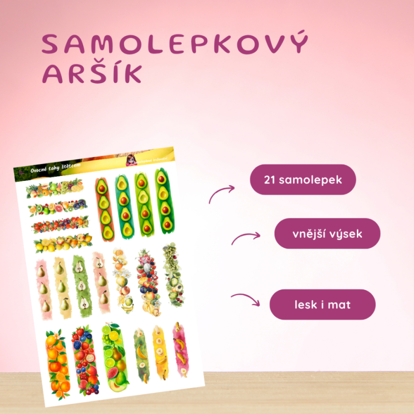 Ovocné tahy štětcem | Samolepky do diáře