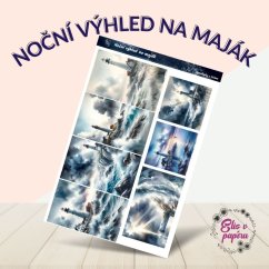 Noční výhled na maják | Samolepky do diáře - obrázkové boxy