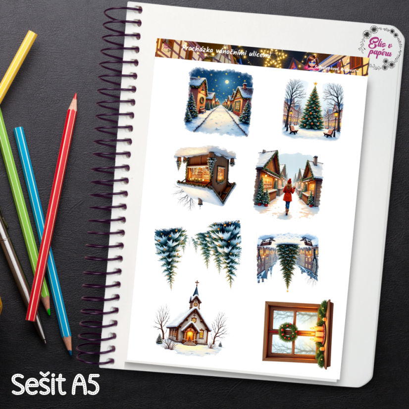 Procházka vánočními ulicemi | Samolepky do diáře