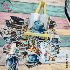 Velké kusové samolepky s motivy knížek, kouzelnických knih i knížek s kávou. Velké kusové samolepky s motivy knížek, kouzelnických knih i knížek s kávou.