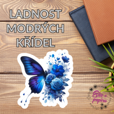 Ladnost modrých křídel | Maxi kusová samolepka pro diář i scrapbook